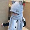 Soft Warm One-Piece Hats Scarf Gloves Plush Ear Protection Hats Lovely Baby Bear Ears Hat  Kids