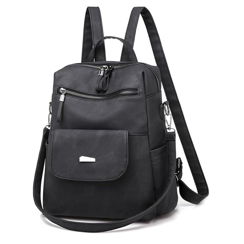 

[BOTATA] backpack ladies PU leather Smaller waterproof commute cute A4 Fashionable back ladies Anti-theft (NSSJB01-Black)
