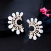 CMM Party Jewelry Elegant Gold Color Cubic Zirconia Stud Earrings