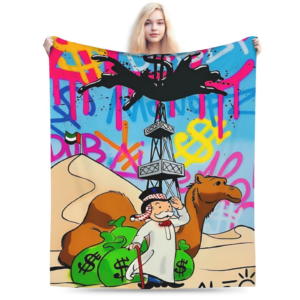 Novelty Design Monopolyes Money Game Blankets Ultra-Soft Coral Fleece Plush Comfortable Throw Blankets Machine Washable