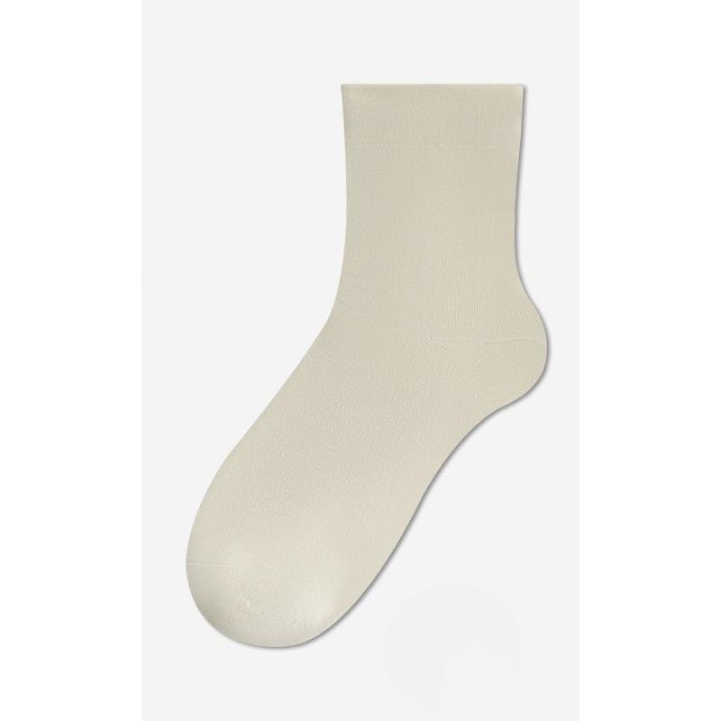 Women's Spring and Autumn Mid-calf Socks, Anti-odor and Sweat-absorbing Pure Cotton Socks, Boneless Socks, Solid Color and Versatile Socks