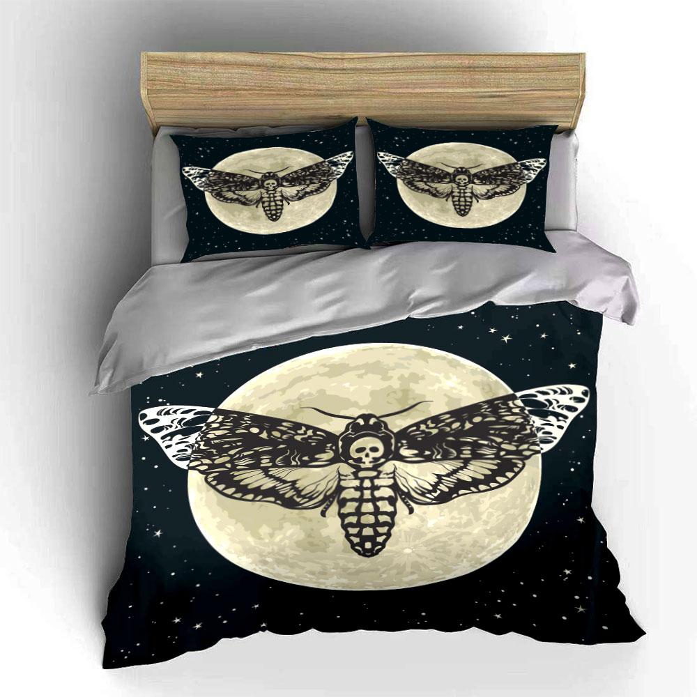 Moth, moon, and stars. Bedding sets Duvet cover sets Duvet covers Pillowcases(1*Duvet Cover 2*Pillowcases without duvet insert)