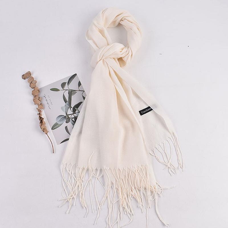 Women 70x200cm Faux Cashmere Solid Fringe Scarf Minimalist Elegant A/C Shawl Soft Breathable Autumn And Winter Warm Scarf