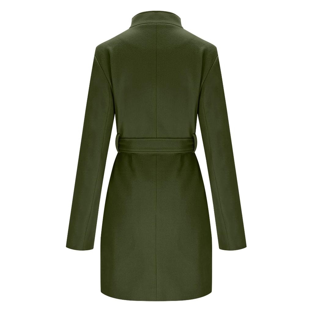Women's Fashion Solid Color Round Neck Zipper Long Sleeve Pocket Casual Plush Coat
