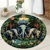 Crystal Velvet Carpet1pc Tropical Rainforest Elephants Mat - Non-Slip Jungle Mat with Elephant Herd, Rubber Backing Floor Mat Fo