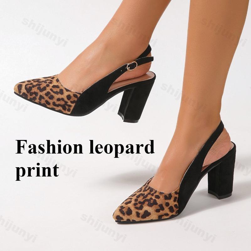 Fashion Women's Sandals 2025 Summer New Fashion Leopard Print Sandals Women Buckle Strap Platform Office High Heels Sandalias De Mujer