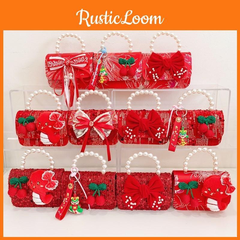 Kids Red Delightful Handbag With Stylish Chain And Charming Bow For Style Daily