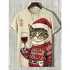 Men's Animal Funny Cat Printed T Shirt Short Sleeve Tees Tops 3D Print O-Neck Shirts Party Summer Casual Men's Clothing Apparel