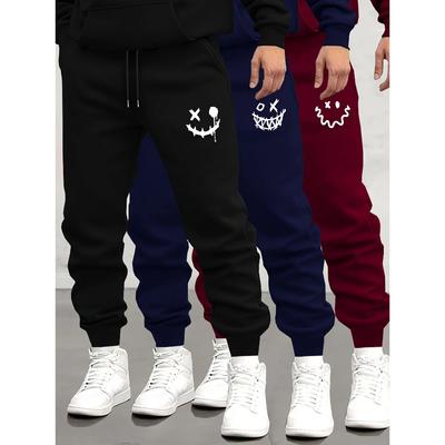 Høst/Vinter Herre Joggebukser Monster Smil Trykt Snøring Joggebukser Herre Casual Bukser for Daglig Bruk med Joggebukser S-3XL