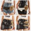 Wide Punk Style Belt Rivet Y2K Waistband Vintage Leather Fur Belt  Pants Accessories