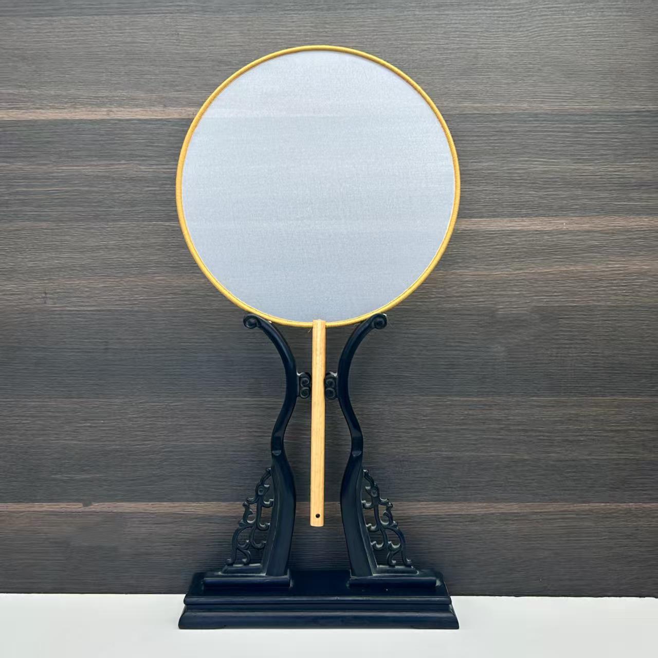 Вышитый круглый веер из имитации шелка - для DIY, свадьбы или декоративного использования