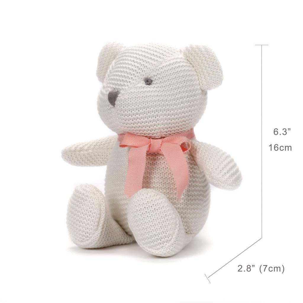 FLUFFYFUN Organiczna Bawełna Dziecięcy Pluszowy Miś 100% Zabawka, 16,5 cm (Biały)