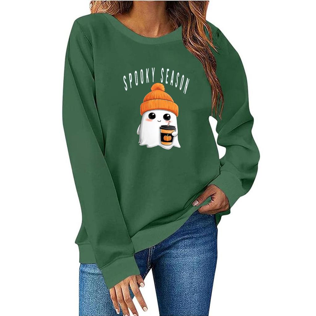 Women's Fashion Casual Print Casual Long Sleeve Round Neck Sweatshirt Top