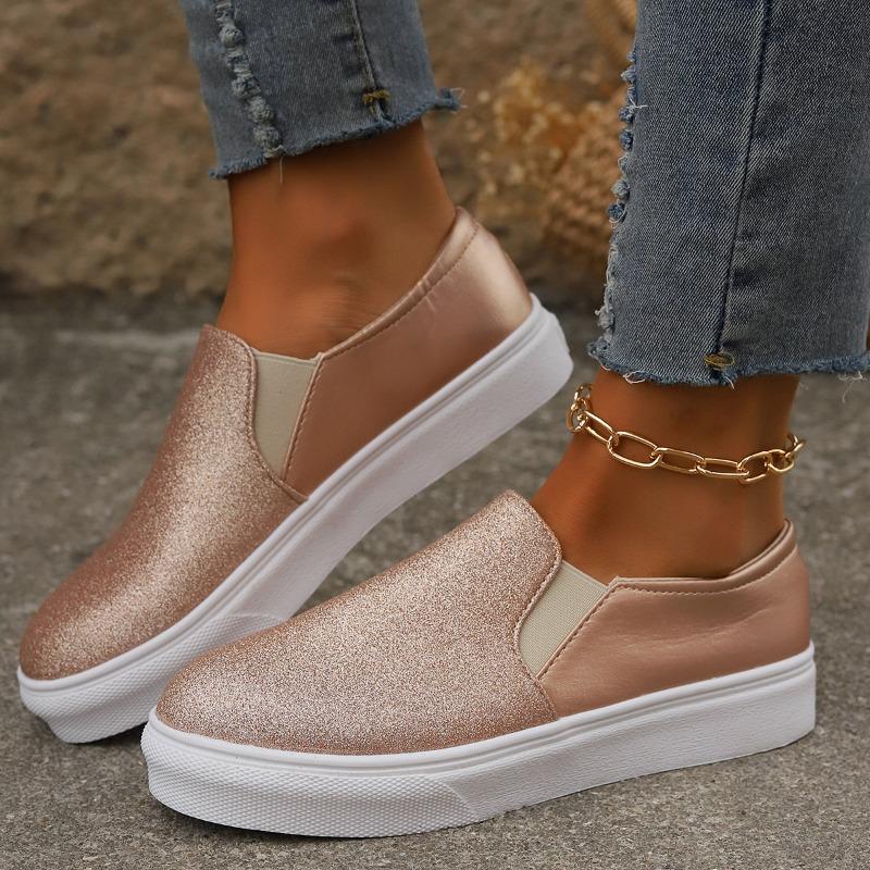 Большого размера кеды мультяшные низкие женские на плоской подошве с эластичной лентой одинарные туфли для улицы 40 розового золота 2249₽