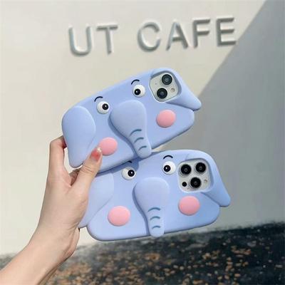 Fashion Cute Elephant Stand Phone Case For iPhone 15 14 13 12 11 Pro Max Silicone Cover For iPhone 15 14 13 12 11