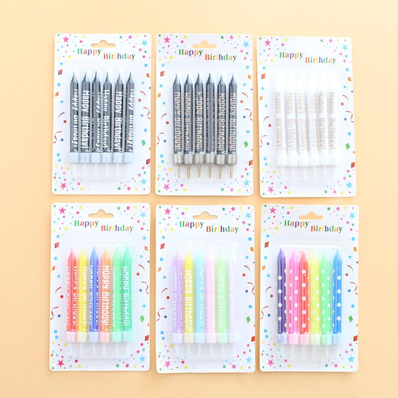 INS Black and White Printed HAPPY BIRTHDAY Cake Candles Children's Party Color Printed Candles