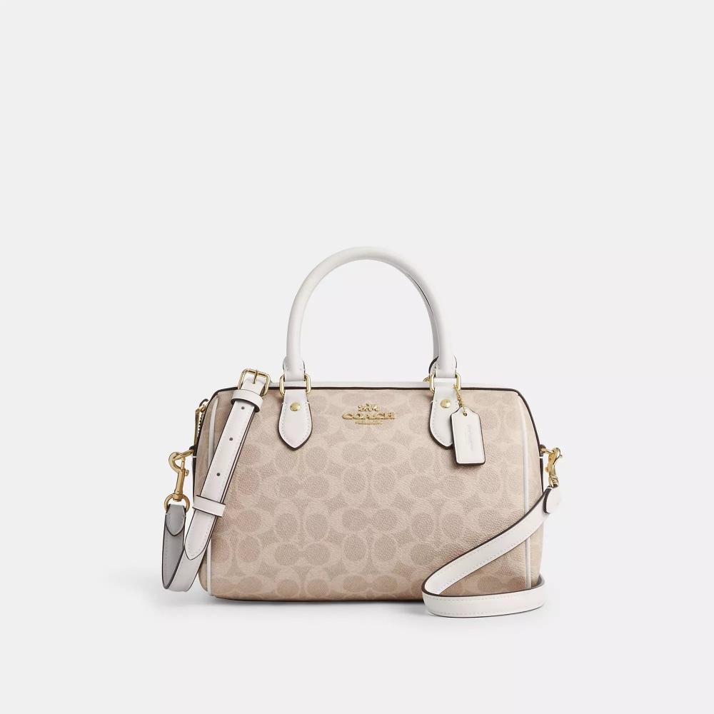 

Coach Сумка-сатчел Rowan із фірмового холщового золотистого піску One Size