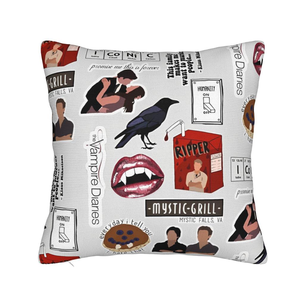 The Vampire Diaries Cartoon Pillowcase Polyester Cushion Cover Decoration TV Series Throw Pillow Case Cover Seater Wholesale