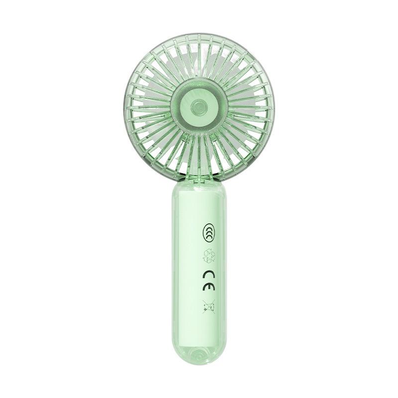 

2026 Transparent Handheld Mini Fan with USB Charging, 3-Speed, LED Night Light зелёный