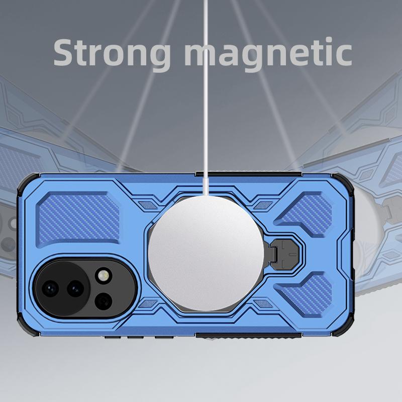 KEYSION Shockproof Magnetic Case for Huawei Nova 13 Silicone+PC Upright Live Metal Ring Stand Phone Back Cover for HUAWEI Nova13