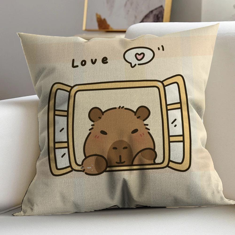 Cute Cartoon Capybara Cushion Cover Pillowcase Upholstery Sofa Throw Pillow Home Decor Pillowcas