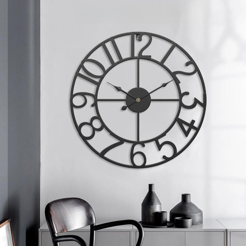 Creative Digital Wall Clock Retro Living Room Wall Watch Bedroom Simple Silent Clock Home Aesthetic Decorative Ornaments