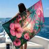 1 Stück Rosa Himmel Strand und Blumen Strandtuch Schnelltrocknend Super Saugfähig Geeignet für Strandurlaub Pool Sommergeschenk für Freunde