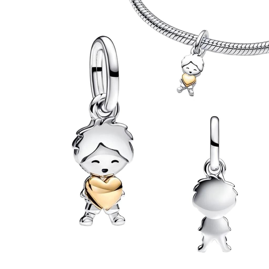 Original Copper Colorful Charms Snowflake Heart Lock Key Earrings Beads For Necklace Diy Bracelet Present Jewellery