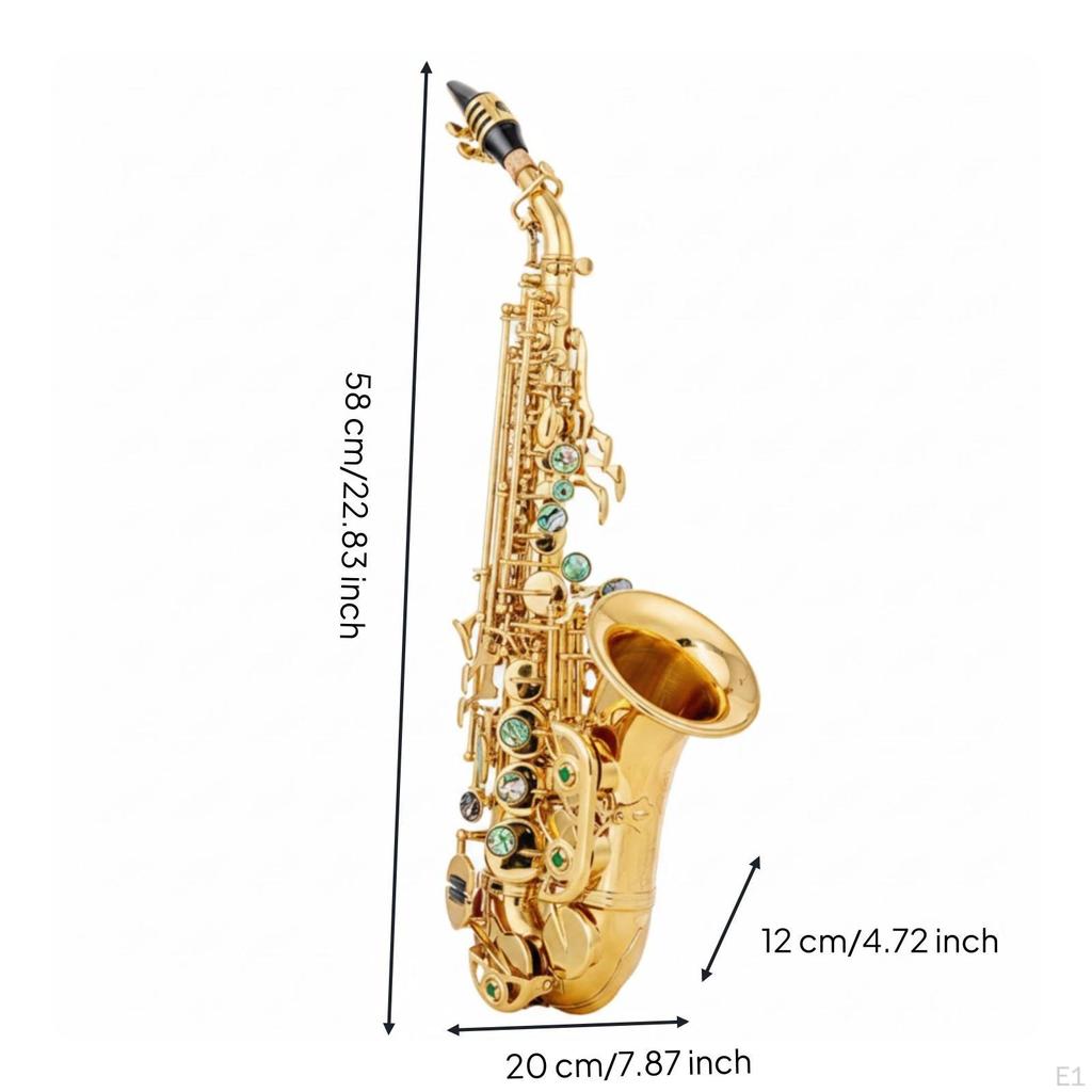 Curved Saxophone Shiny Woodwind Instrument Ergonomic for Students