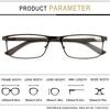 Classic Men'S Reading Glasses Metal Frame Spring Hinge 145 ° Opening And Closing Blue Light Blocking Business Glasses