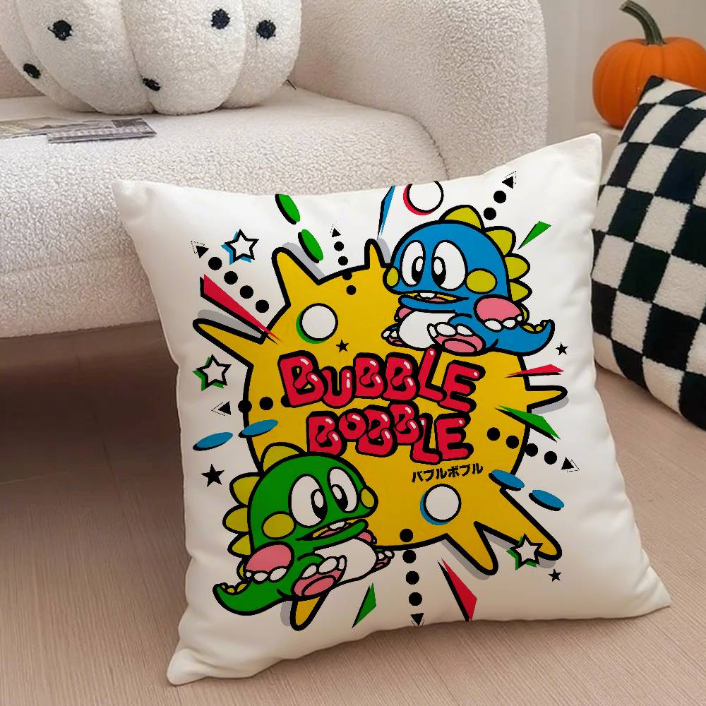 Puzzle Game B-Bubbles Bobble Pillow Case Anti-dustmite Pillowcase Invisible Zipper Silky Short Plush Sofa Cushion Cover