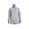 Under Armour Rival Solid Logo Patch Kangaroo Pocket Hoodie Long Sleeve Men Tops Grey 1373371-011