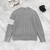 TB High Version Autumn Knit Unisex Four-Bar Cable Cardigan - Classic and Versatile Sweater