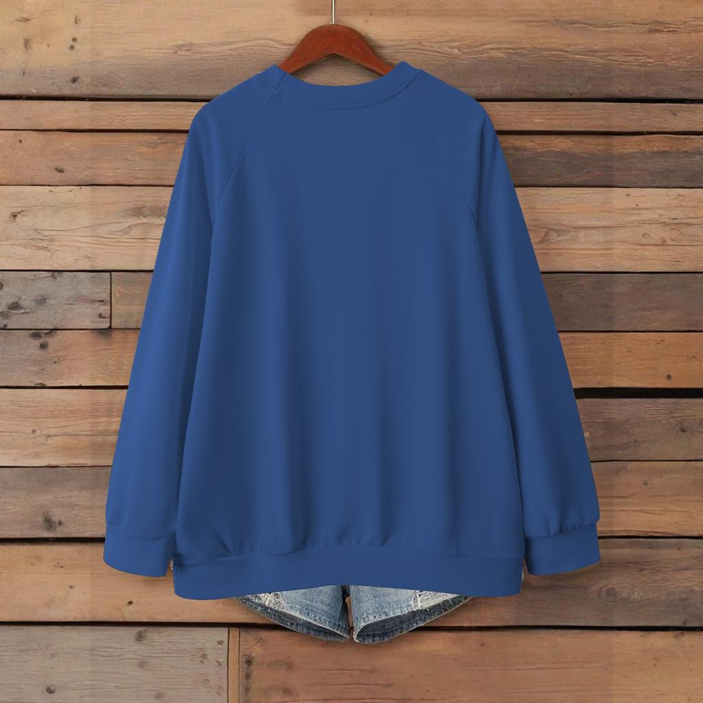 Women's Fashionable Solid Color Round Neck Long Sleeved Sports Casual Pullover Sweatshirt Top