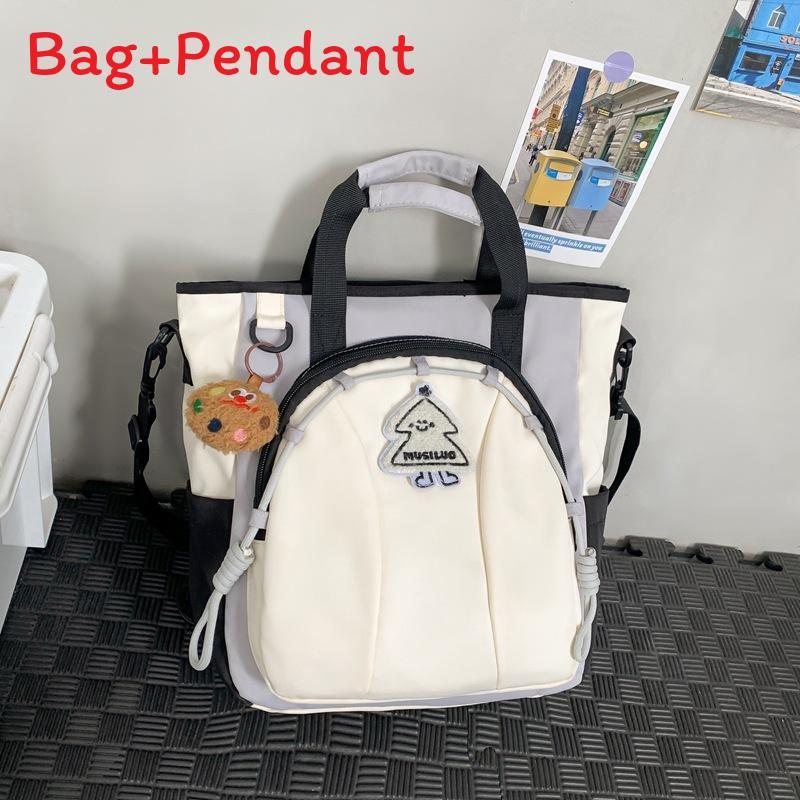 Nylon College Style Girl Backpack With Embroidery And Splicing For School Use