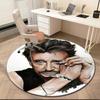 1pc Rock Star Johnny Hallyday Round Carpet Painted Printed Circular Carpet, Home Door Mat, Outdoor Travel Protection Carpet