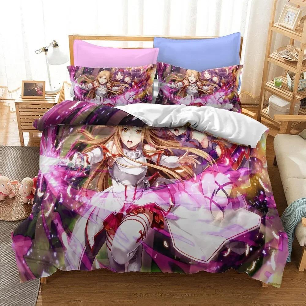 Anime Sword Art Online Bettwäsche-Set Bettbezug Schlafzimmer Deckenbezüge Einzel-Doppel-King-Size Steppdeckenbezug Heimtextilien Werkzeug