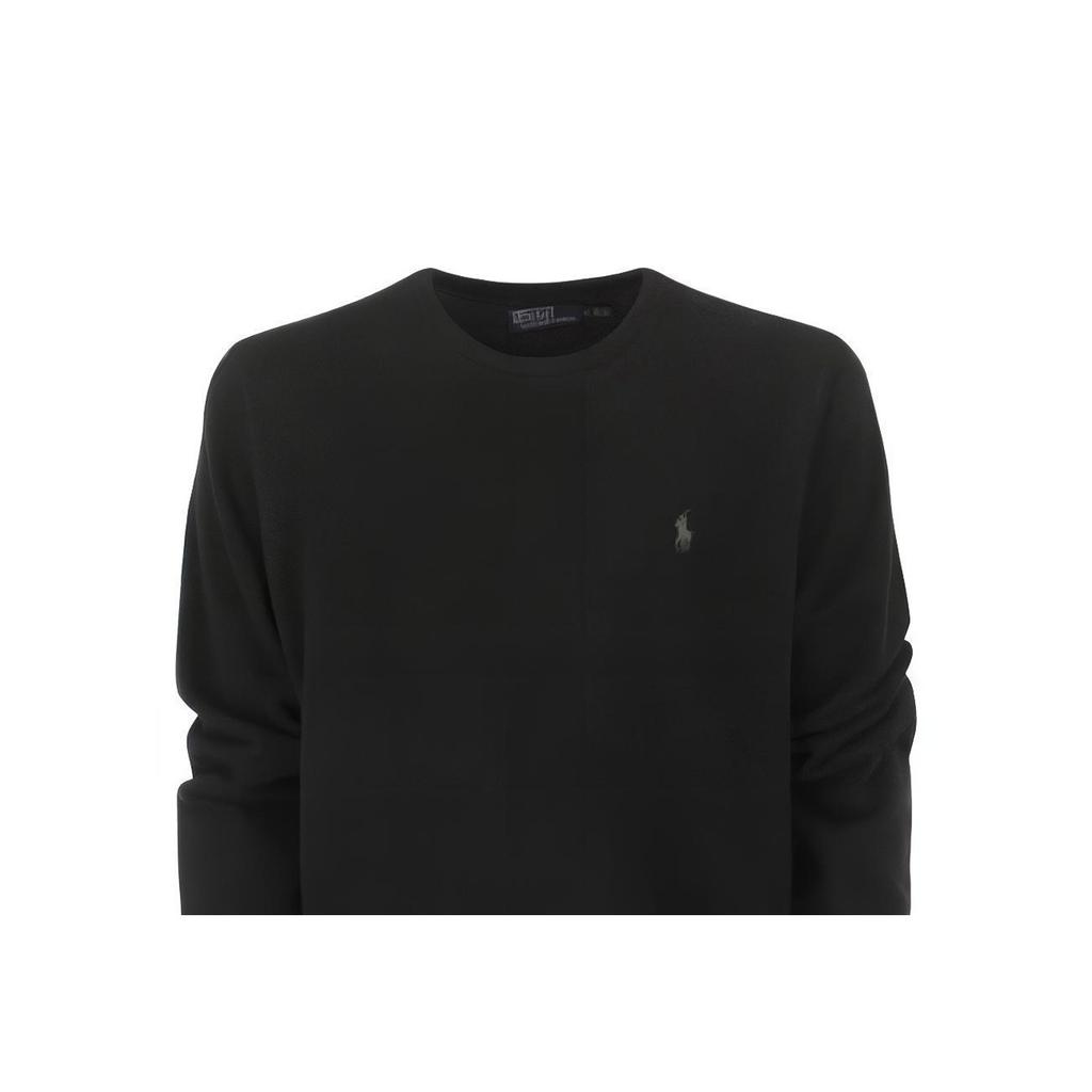 Polo Ralph Lauren FW22 Solid Color Logo Embroidered Pullover Knit Sweater Men Sweater Black 710876714-003