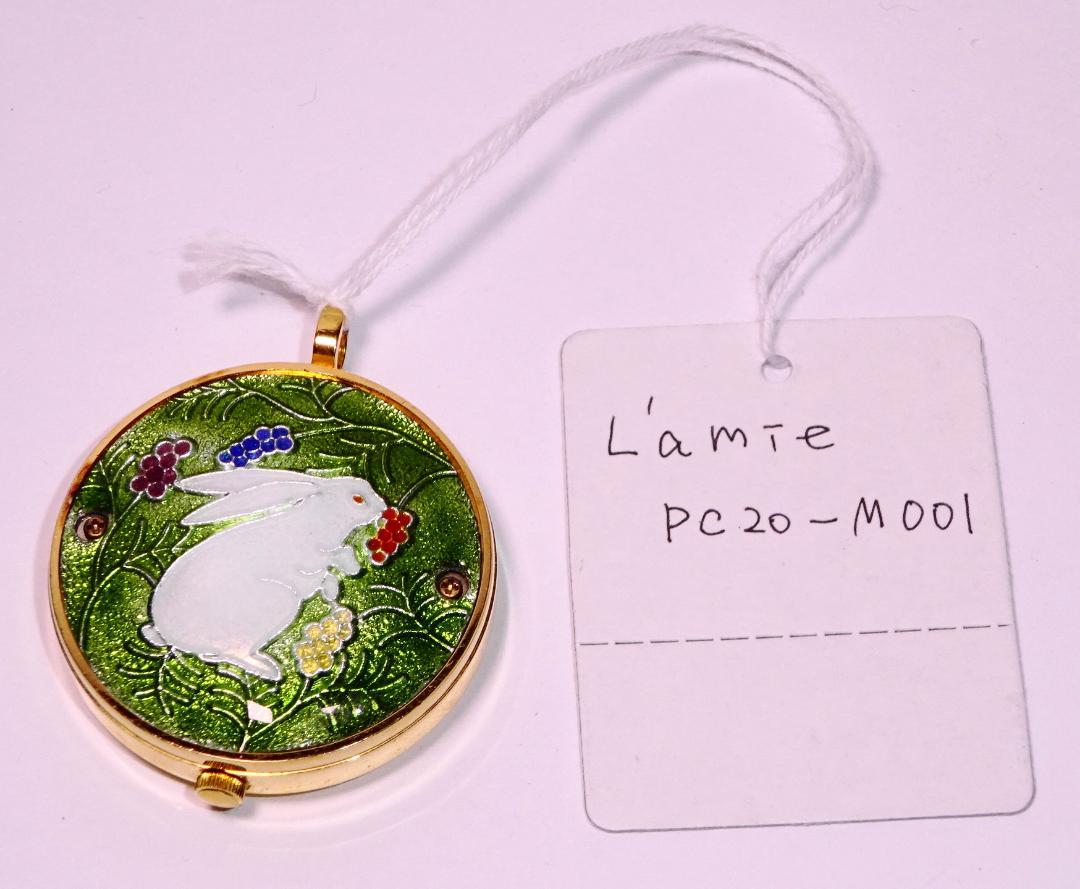 

[Б/У] Карманные часы SEIKO Kyoto Cloisonné из чистого серебра, дизайн «Кролик», зеленые, только корпус, для кимоно, Lamie