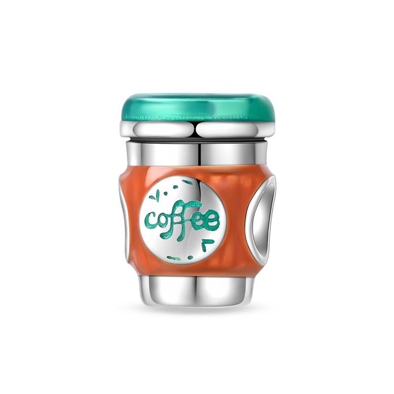 925 Silver Coffee Cake Bread Ice Cream Tea Beer Charms Pendant for 3mm Bracelets DIY Jewelry