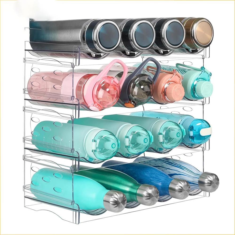 4 Tier Stackable Beverage Organizer Cabinet Wine Organizer Refrigerator Mug Organizer Multifunctional Folding Storage Rack
