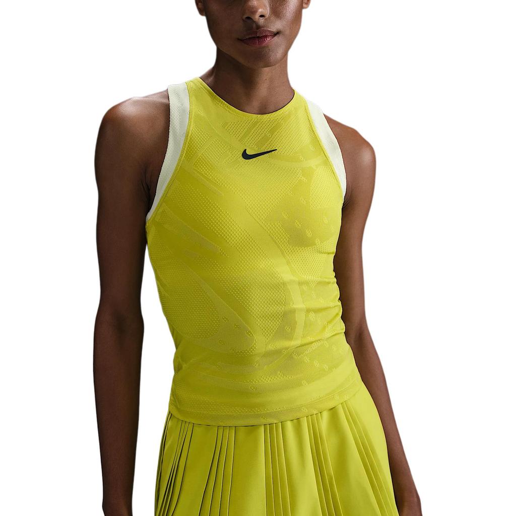 Nike Striped Jacquard Pattern Slim Fit Sleeveless Tank Top Women Tops Yellow FZ6475-344