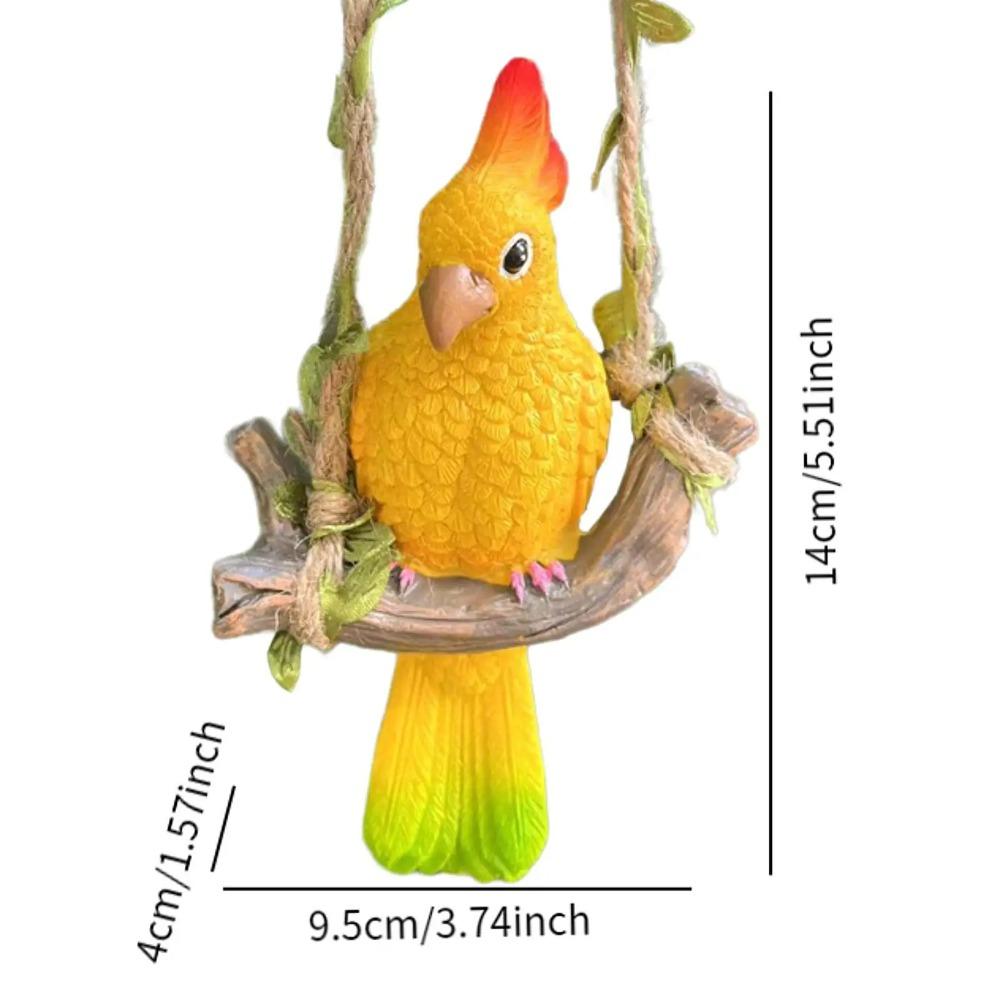 Resin Parrot Statue Ornament Chinese Style Bird Sculpture  Garden Lawn Patio Porch