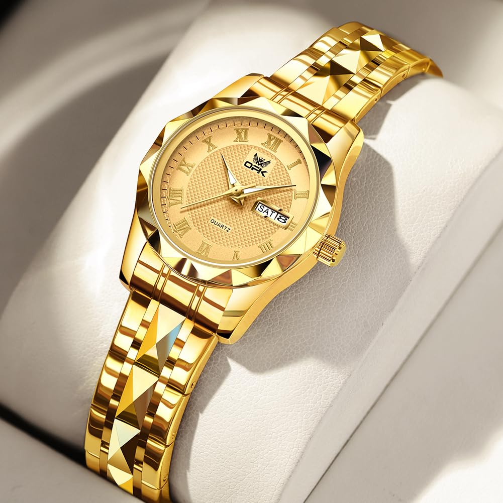 Quartz Formal and with Day of the Round 28mm Stainless Japanese Roman Numeral Water Resistant x Ladies' Watch, Casual, Calendar, Week, Date, Face,
