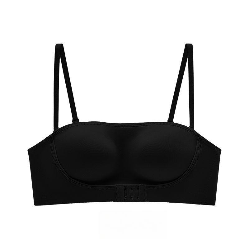 Sexy Leopard Print Strapless Women's Gathering Non Slip Bra with Seamless Lifting and No Steel Ring Bra Front Button Bra
