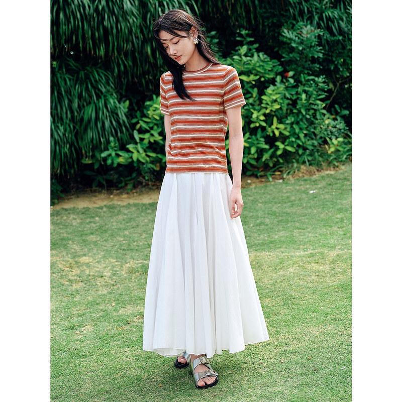 

JUZI Annaco Women s 100% Wool Nautical Stripe Knit Short-Sleeve Top L