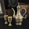 Vintage Copper Wine Flask Set With Shot Glasses Tray Retro European Style Home Bar Decor