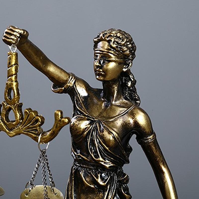 Antique Bronze Finish Lady Justice Themis Resin Statue Retro Blindfolded Justice Goddess Sculpture For Lawyer Office Court Decor
