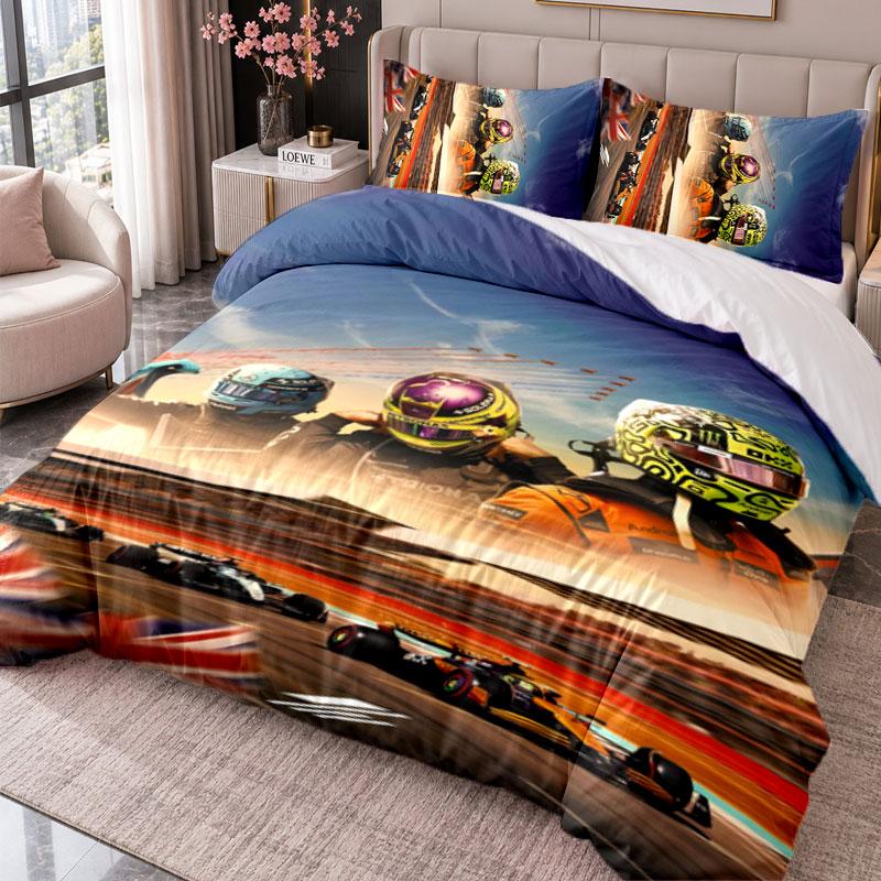 Formel 1 3-teiliges Bettwäsche-Set Bettbezug mit zwei Kissenbezügen für Schlafzimmer Heimdekoration