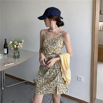 Waist Thin Small Daisy Print Suspender Dress Summer Wear Updated Niche Design Skirt